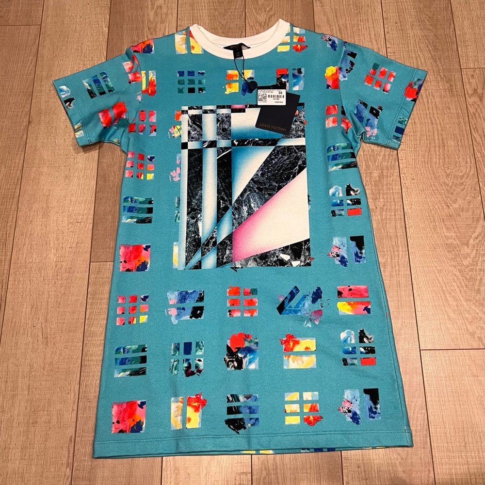 Louis Vuitton Geometric Splash Print T-Shirt Dress